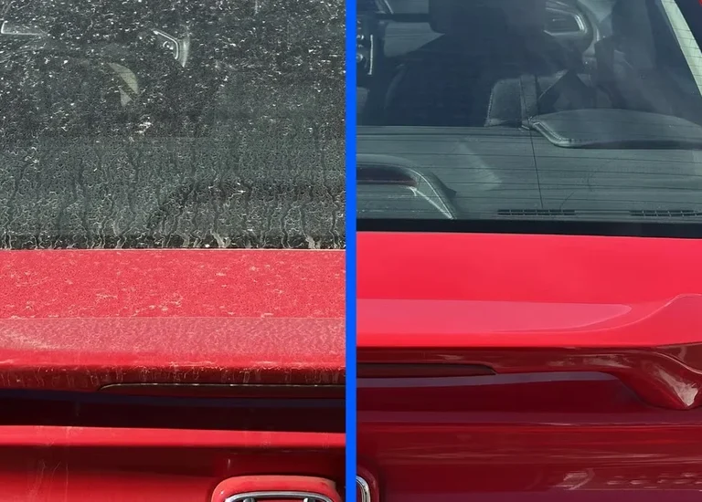 Before and after mobile car detailing result